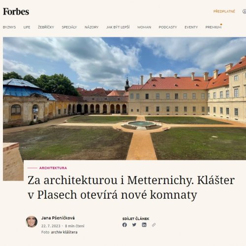 Psali o nás: Klášter Plasy ve Forbes.cz