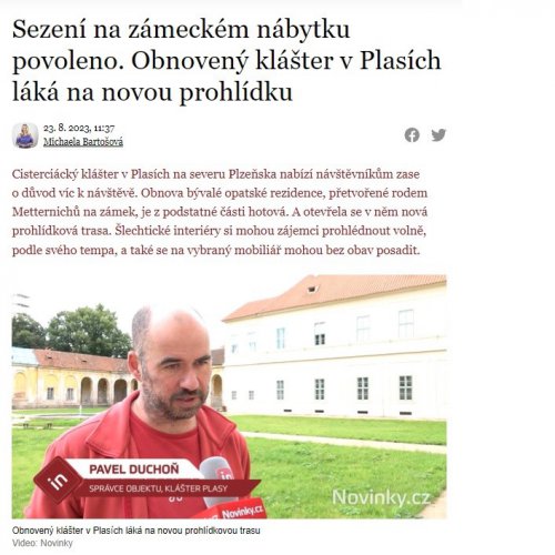 Pozvánka do kláštera Plasy na Novinky.cz