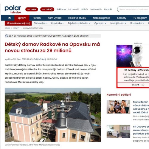 Psali o nás: Zámeček Radkov v Polar TV