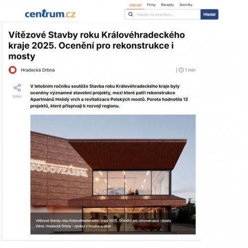Vítězové stavby roku Královéhradeckého kraje 2025 na centrum.cz