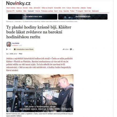 Unikátní hodinový stroj v klášteře Plasy na novinky.cz
